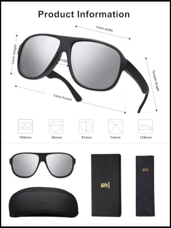 Polarized Aviator Sunglasses with UV400 Protection, Scratch-Resistant main image 6